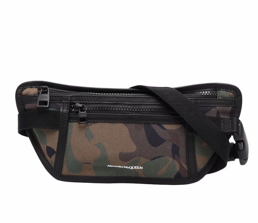 Alexander Mcqueen Camouflage Logo Belt Bag In Black