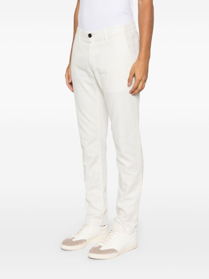 Jacob Cohen White Jeans With Concealed Fly And Versatile Pockets In White