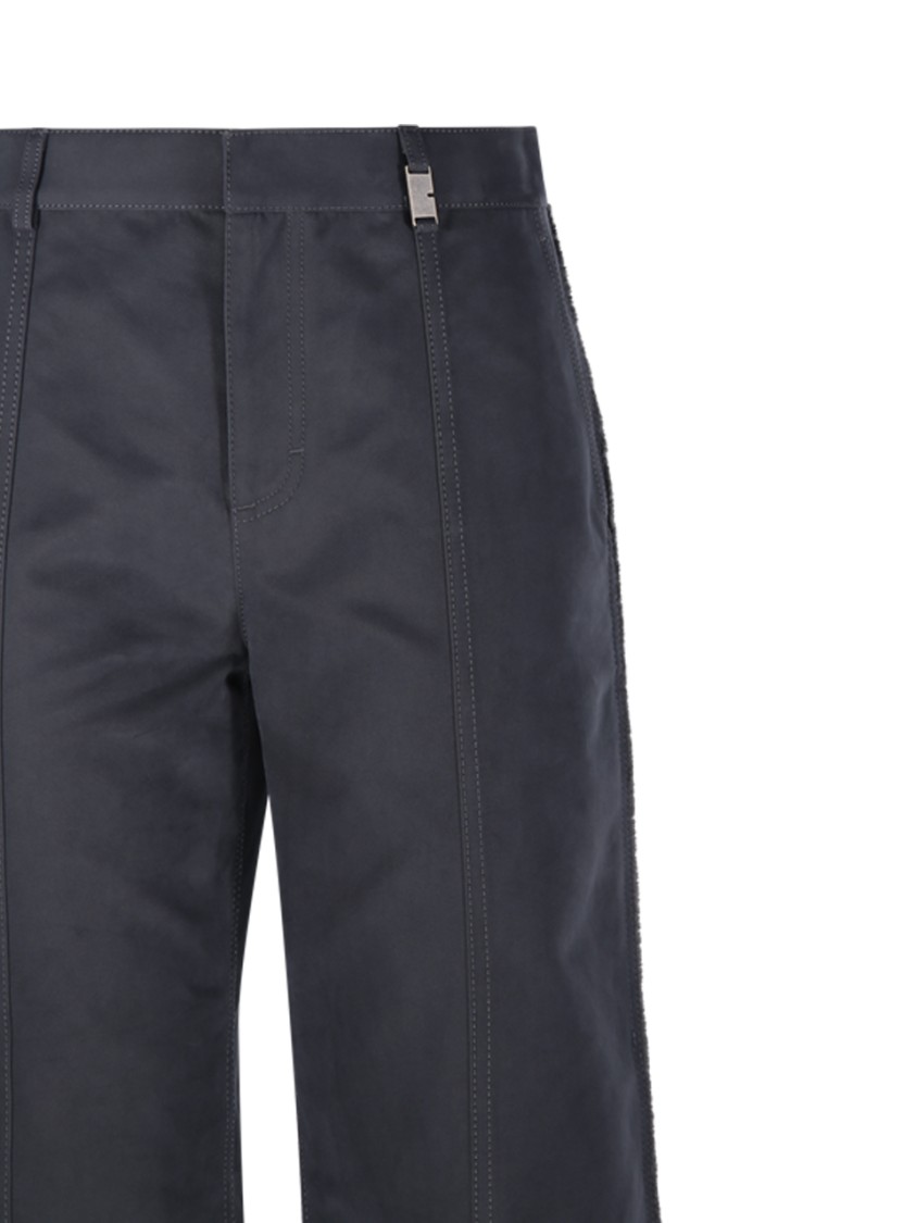Shop Burberry Wide-leg Pants With Classic Plaid Cuffs In Grey