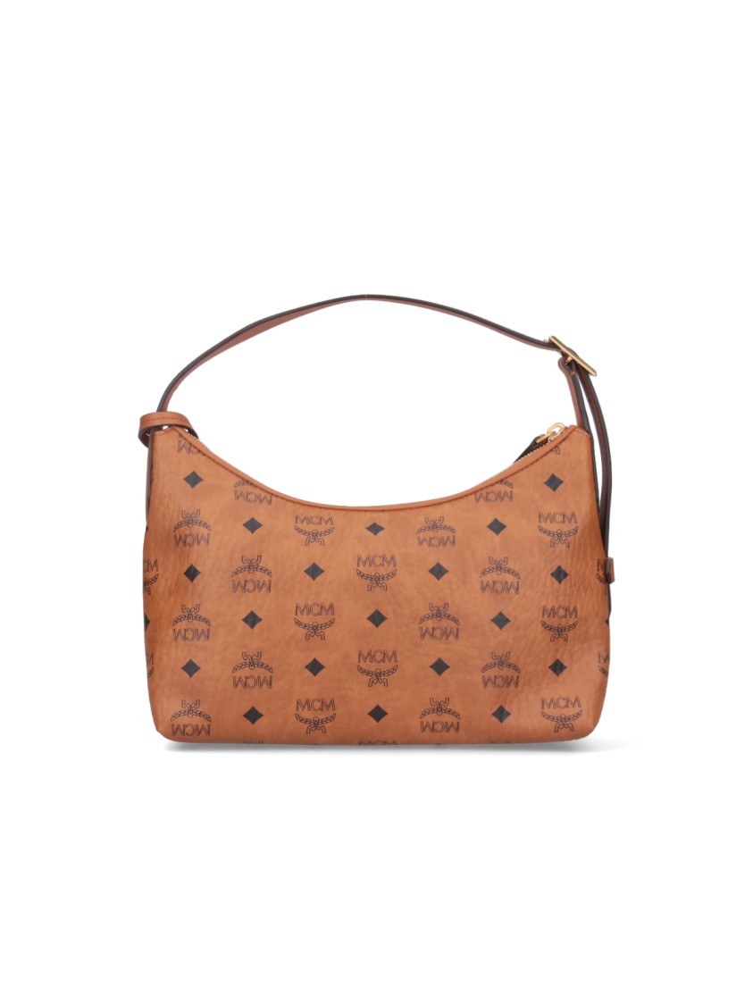 Mcm Arena Hobo Bag With Logo Print In Brown