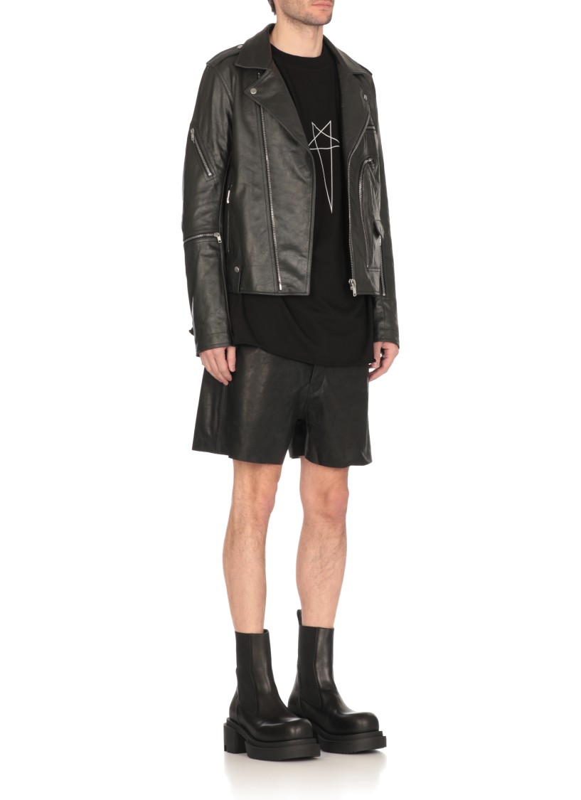 Rick Owens Bauhaus Stooges Leather Jacket In Grey
