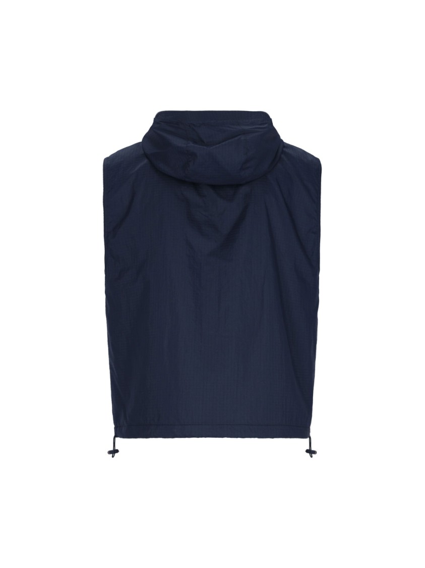 Thom Browne 4-bar Stripe Ripstop Hooded Gilet In Blue