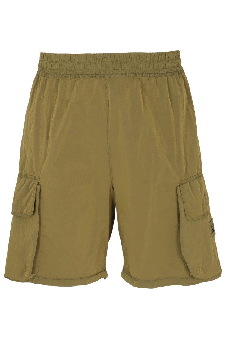 Aries Olive Green  Nylon Hybrid Sweashort In Gold
