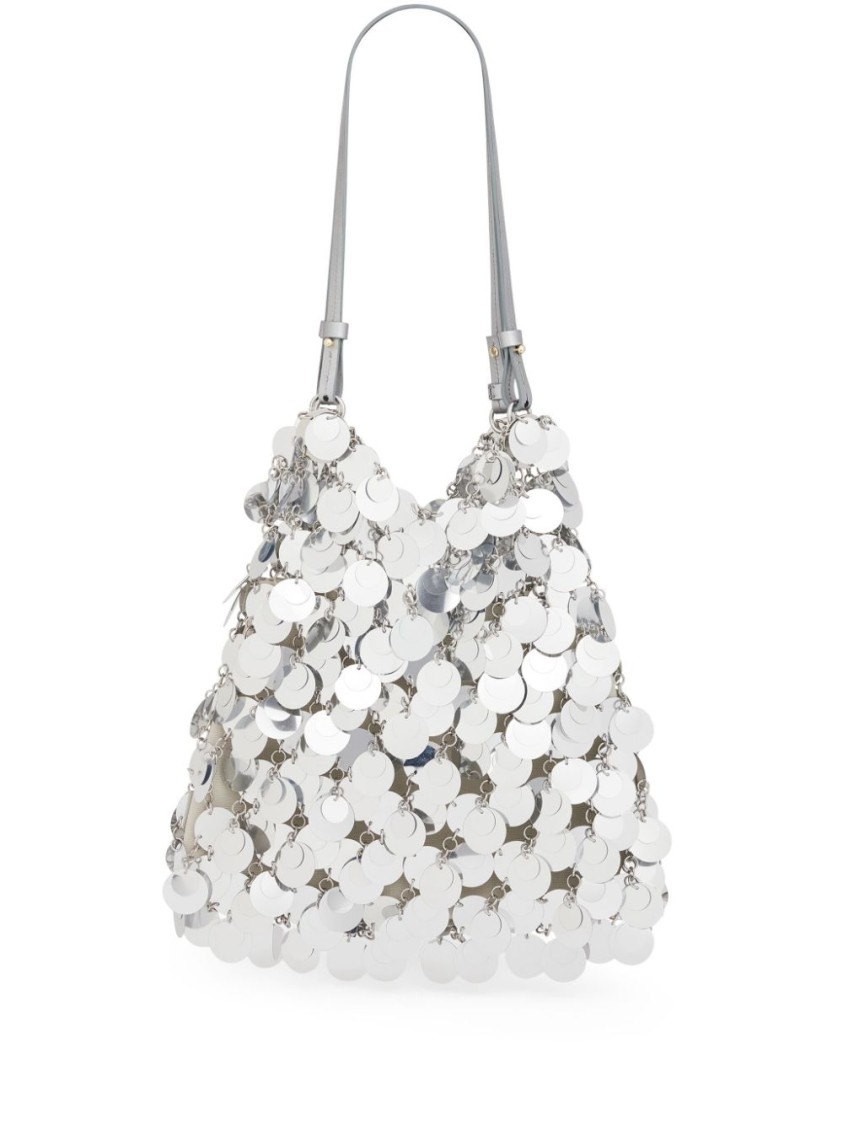 Rabanne Grosse Schultertasche Mit Pailletten In Silver