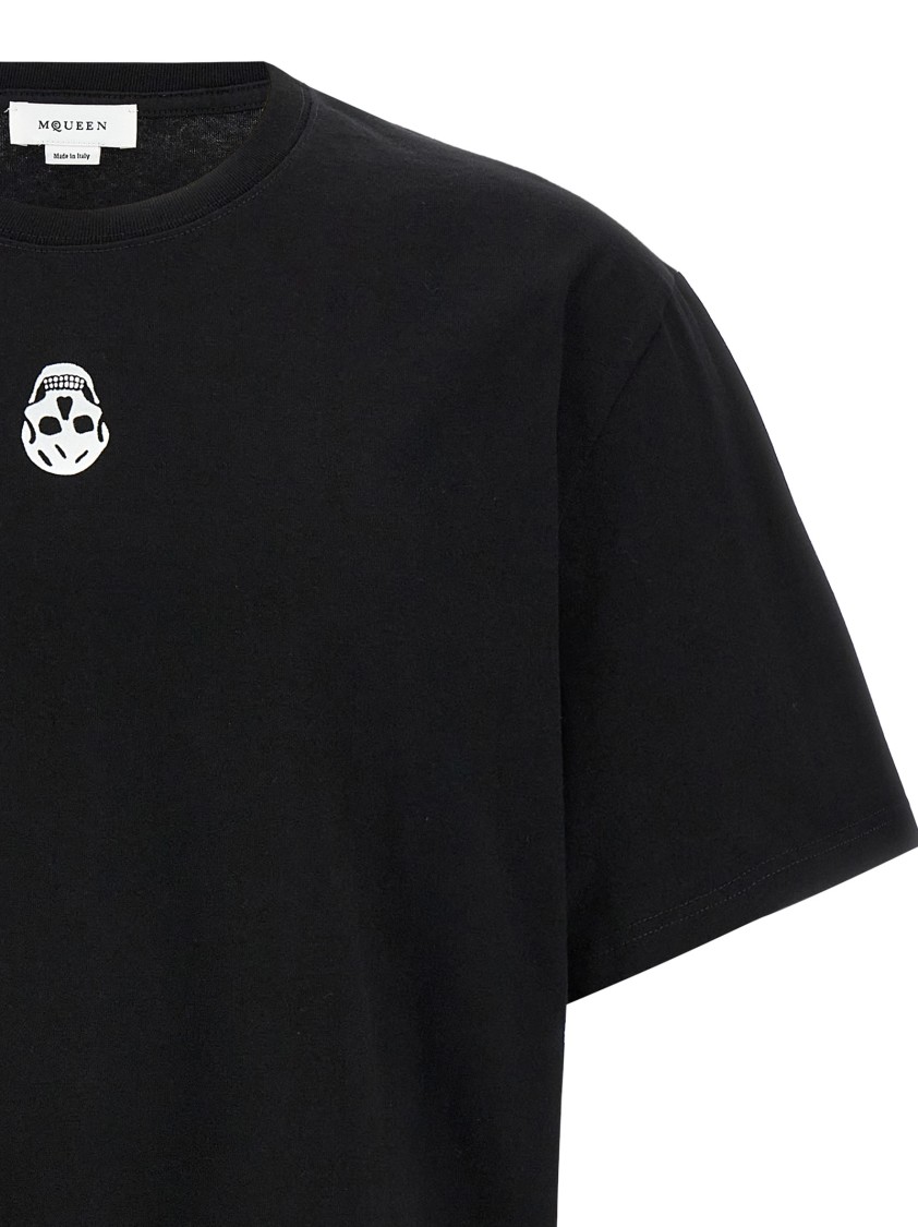 Alexander Mcqueen Mcqueen Flocked 'skull' T Shirt In Black