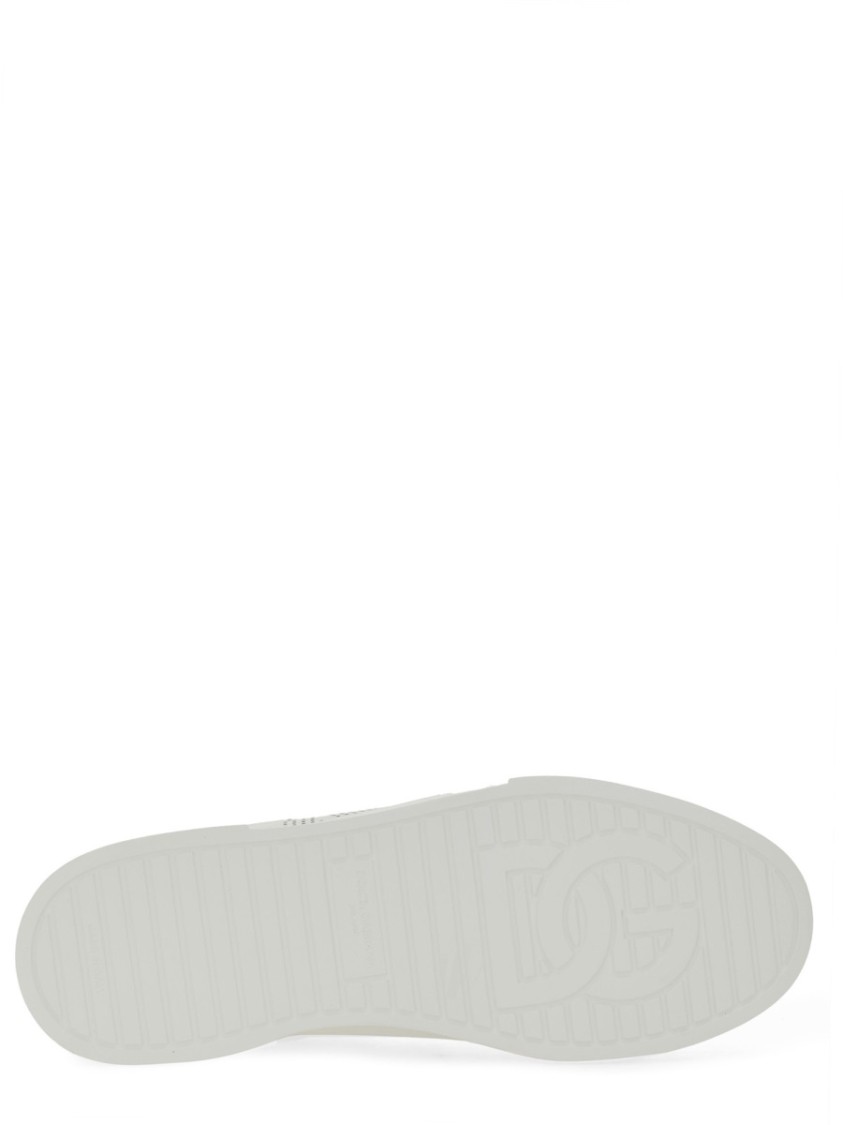Dolce & Gabbana White And Black Leather Sneakers In White