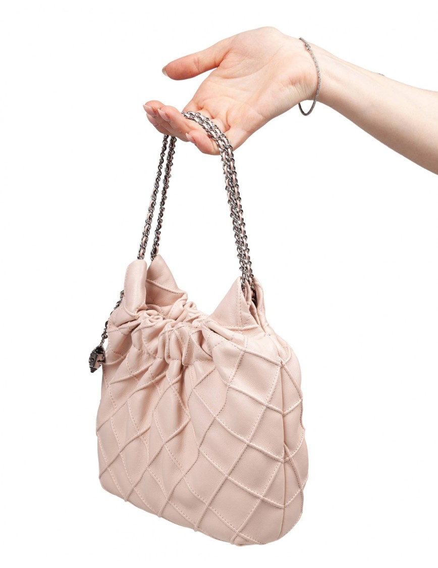 Tory Burch Pink Leather Fleming Mini Hobo Bag