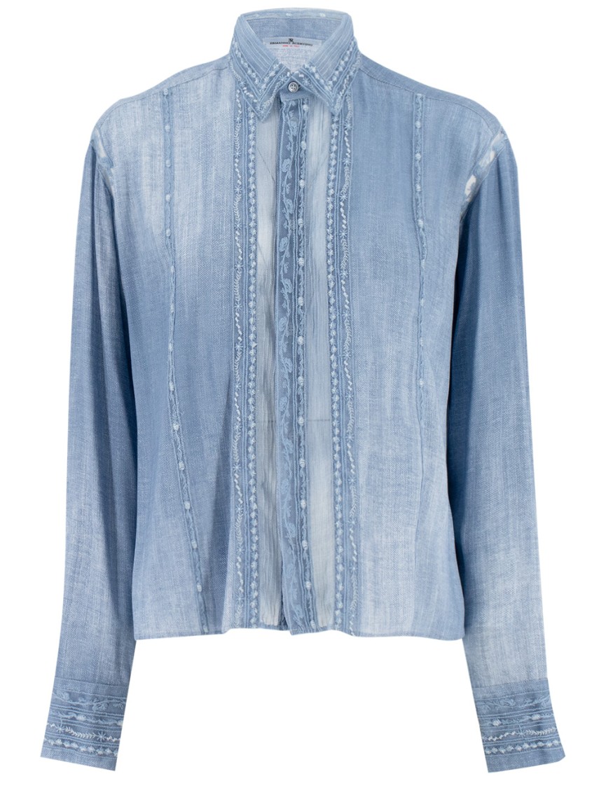 Ermanno Scervino Lace-detail Shirt With Textured Fabric