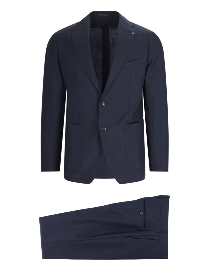 Tagliatore Vesuvio Single-breasted Suit In Blue Virgin Wool