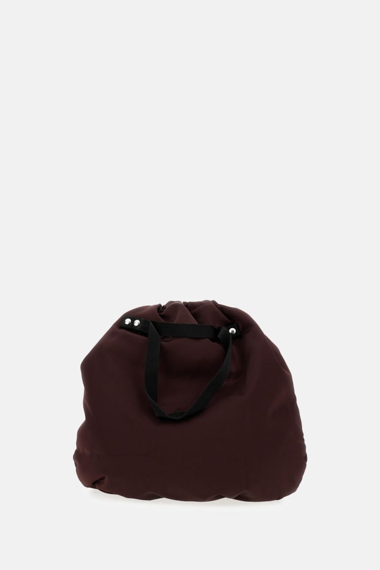 Plan C Burgundy Nylon Bucket Bag With Drawstring Closure And Internal Pocket In Burgundy