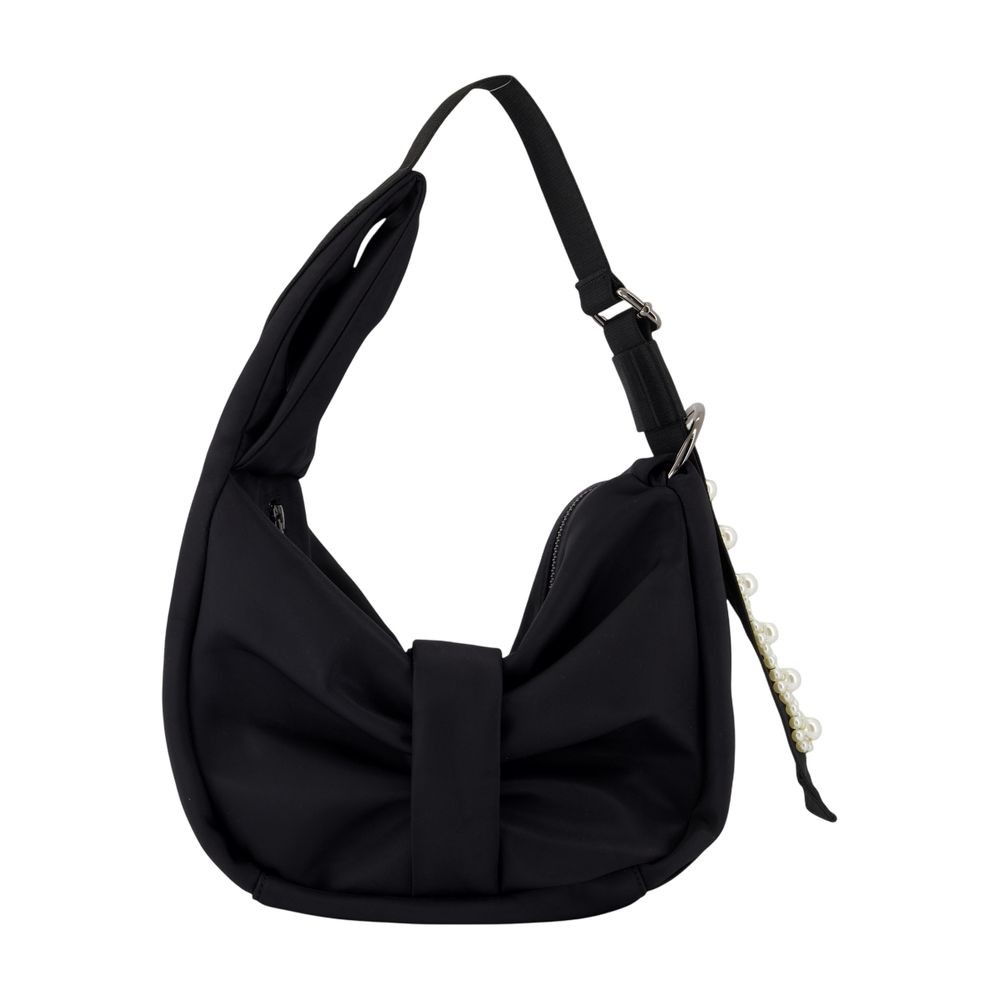 Simone Rocha Mini Sling Bow Shoulder Bag - Nylon - Black In Black
