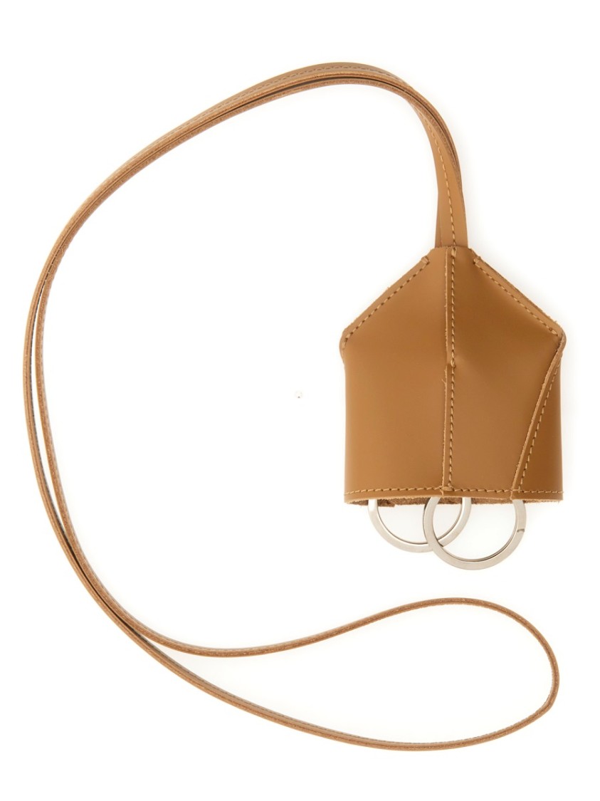 MM6 MAISON MARGIELA MM6 BY MAISON MARGIELA BROWN LEATHER KEYCHAIN