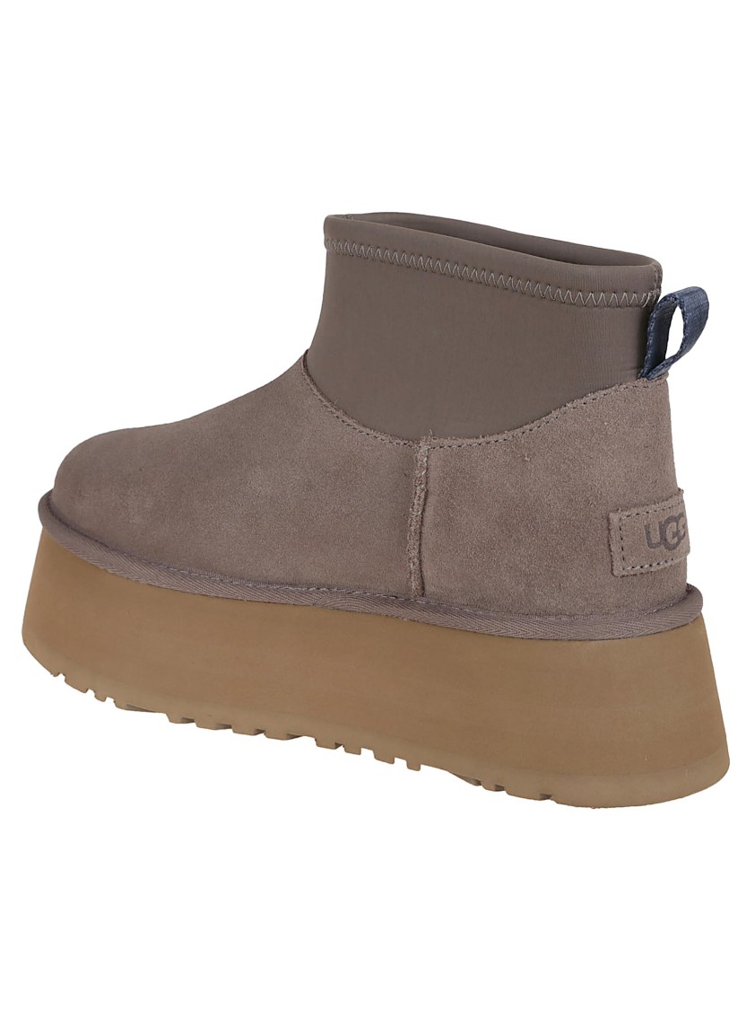 Ugg Mini Ankle Boots With Platform Sole And Pull Tab In Brown