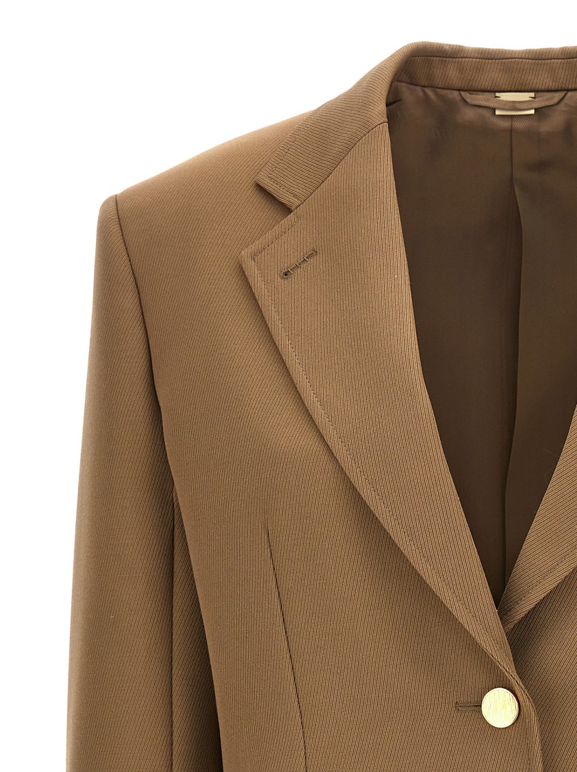 Gucci Oversized Wool Blazer With Back Clamp Detail In Brown