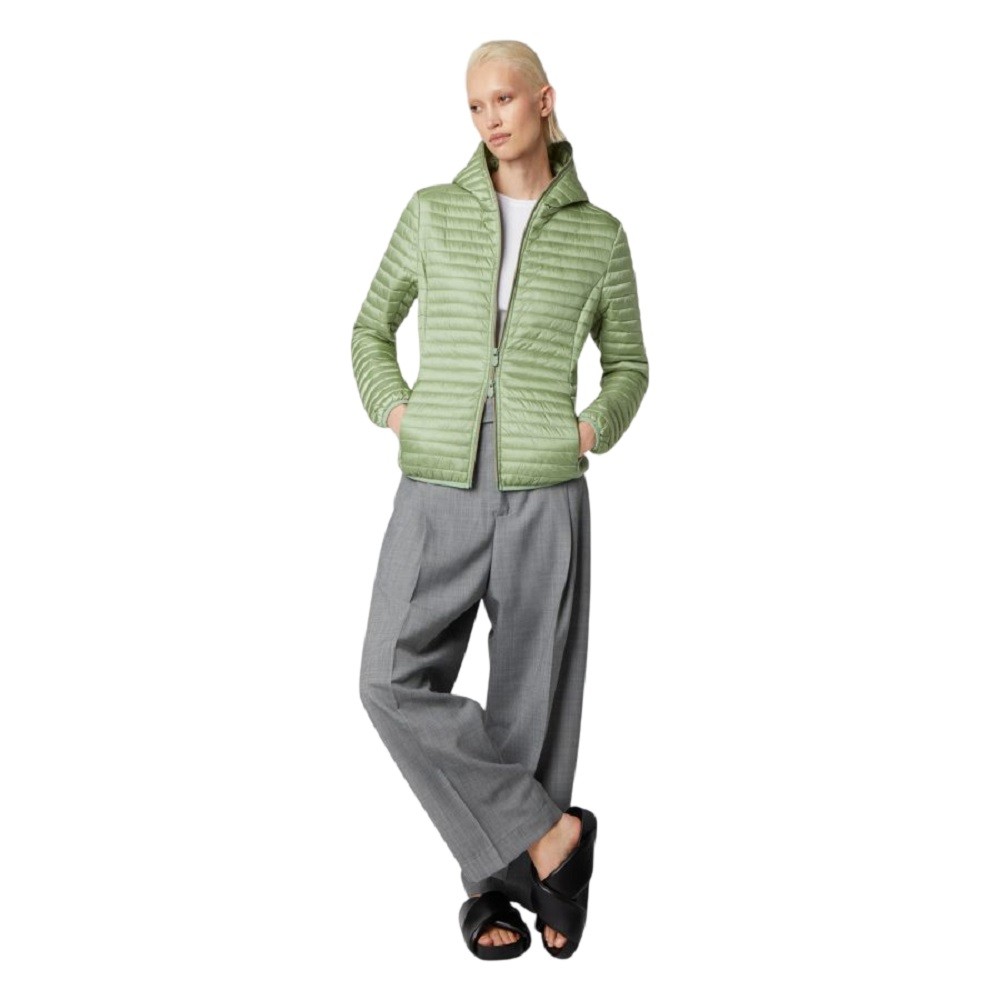 Save The Duck Quilted Jacket With Plumtech® Padding And Dual Zip Closure In Green