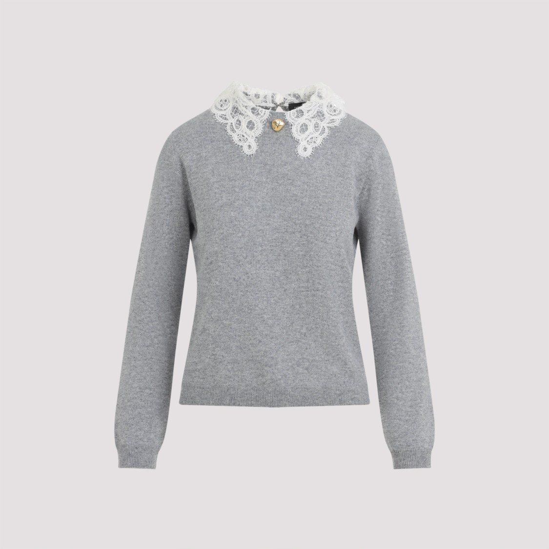 Fabiana Filippi Grey Crewneck Wool Sweater In Gray