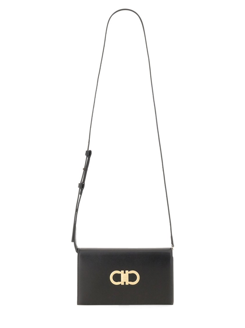 Shop Ferragamo Mini Bag With Gold-tone Clasp And Chain Strap