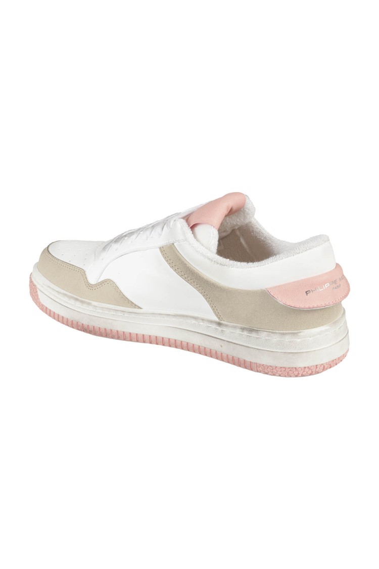 Philippe Model White And Pink Lyon Low Sneakers In White
