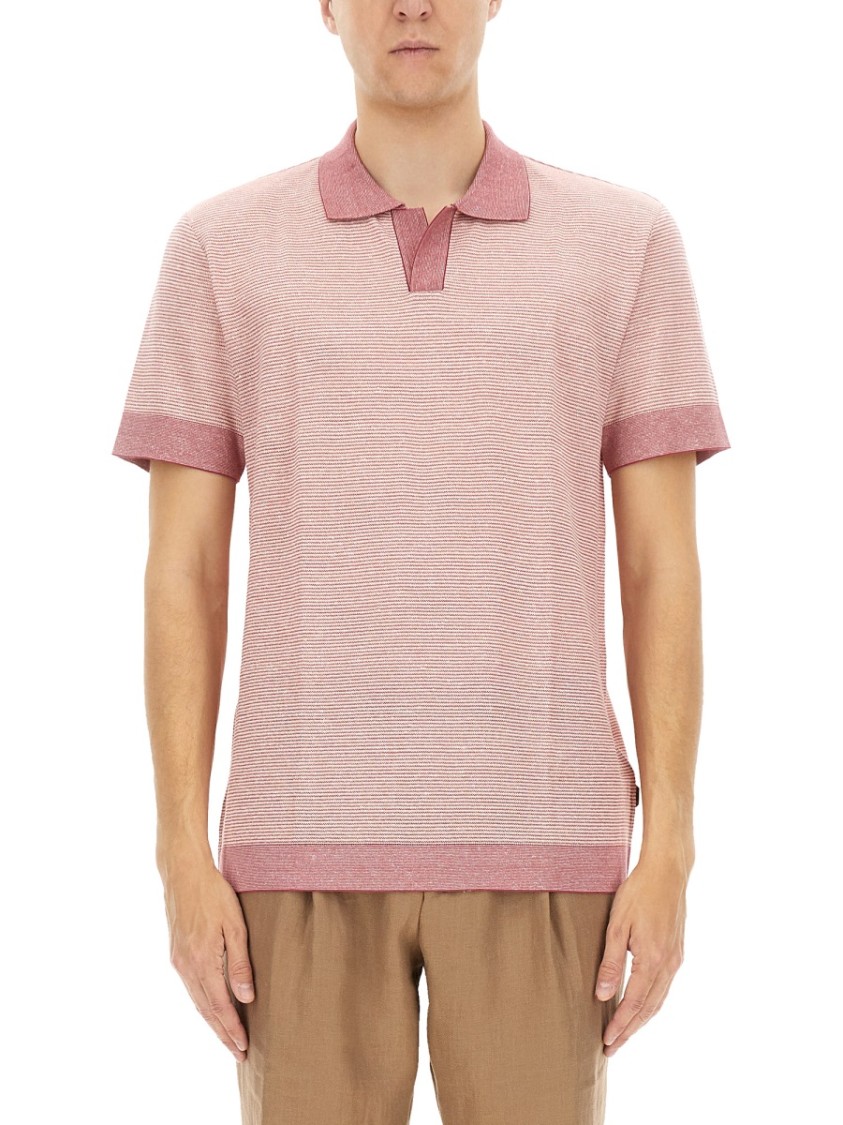 BOSS CAMEL BOSS CAMEL TEXTURED POLO SHIRT 