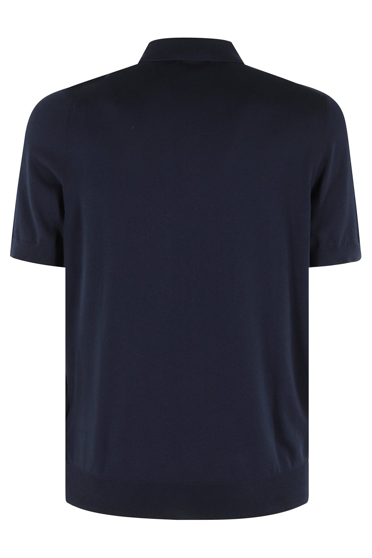 Fay Logo-embroidered Short-sleeved Polo Shirt In Black