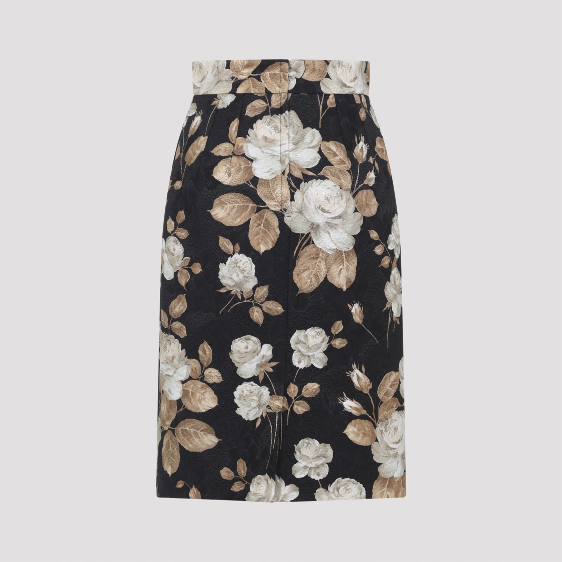 Dolce & Gabbana Multicolour Jacquard Floral Skirt In Black