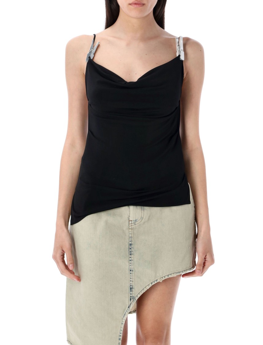 Coperni Draped Neckline Sleeveless Side Slit Top