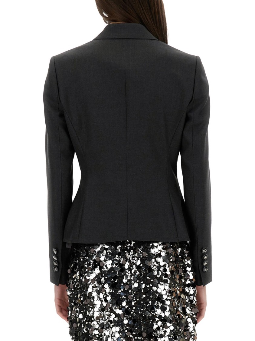 Dolce & Gabbana Dolce Double-breasted Jacket With Dg Logo Buttons In Grey