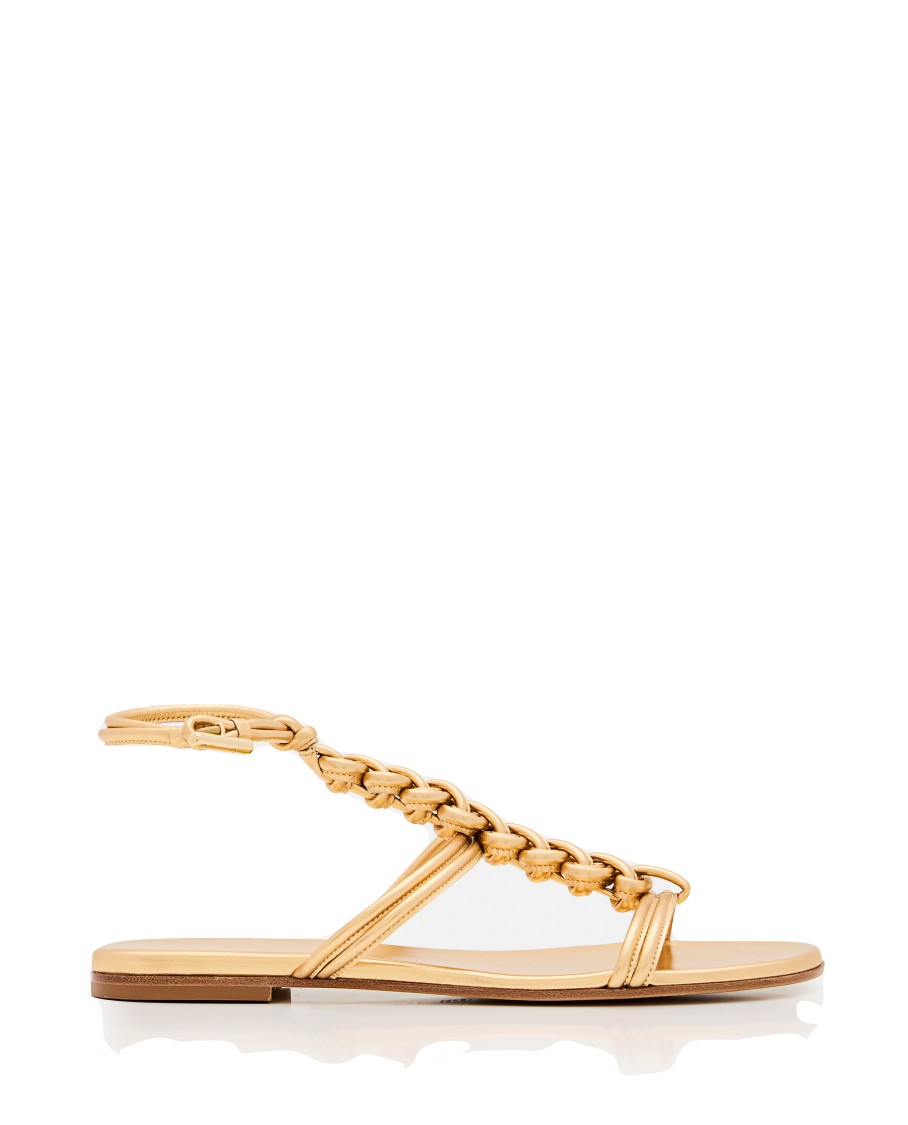 サンダル・ミュール Gianvito Rossi Woven Leather Sandals With Round Open Toe Gianvito Rossi Woven Leather With Round Open Toe Design