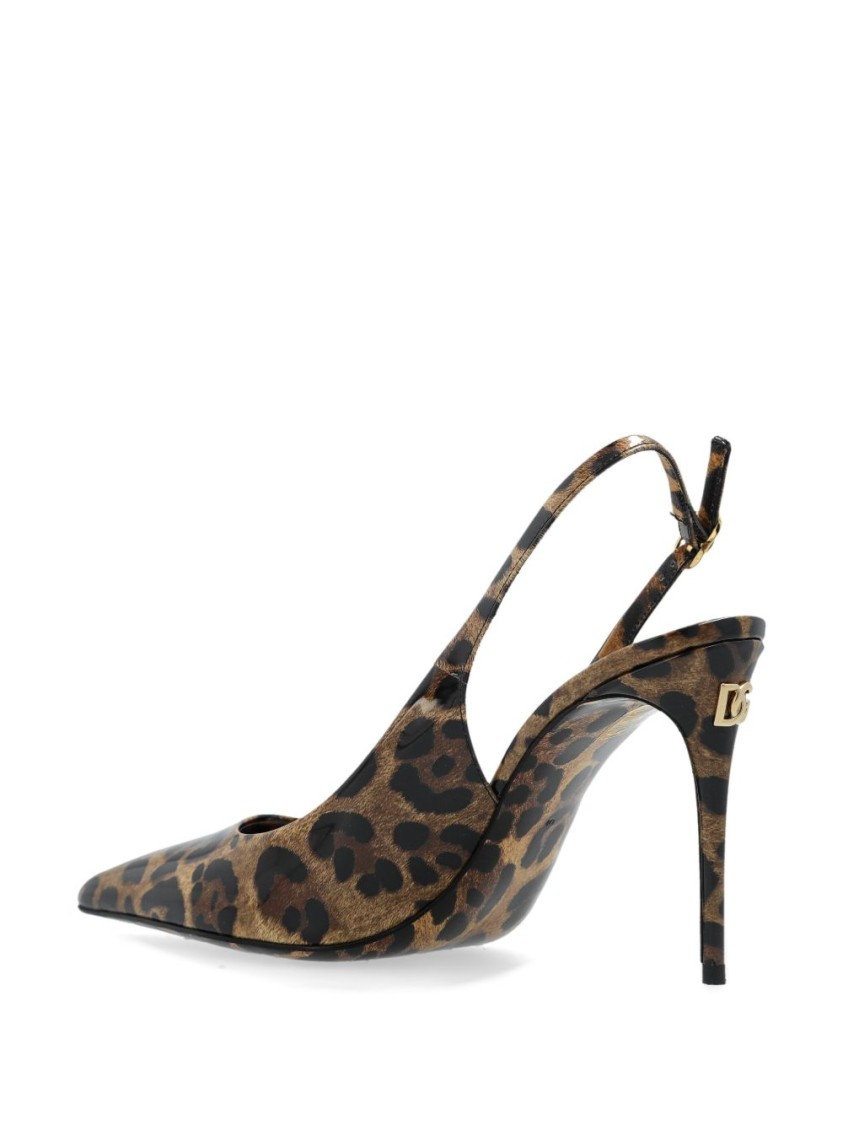 Dolce & Gabbana Brown Slingback Pumps With Dg Logo Detail In Black