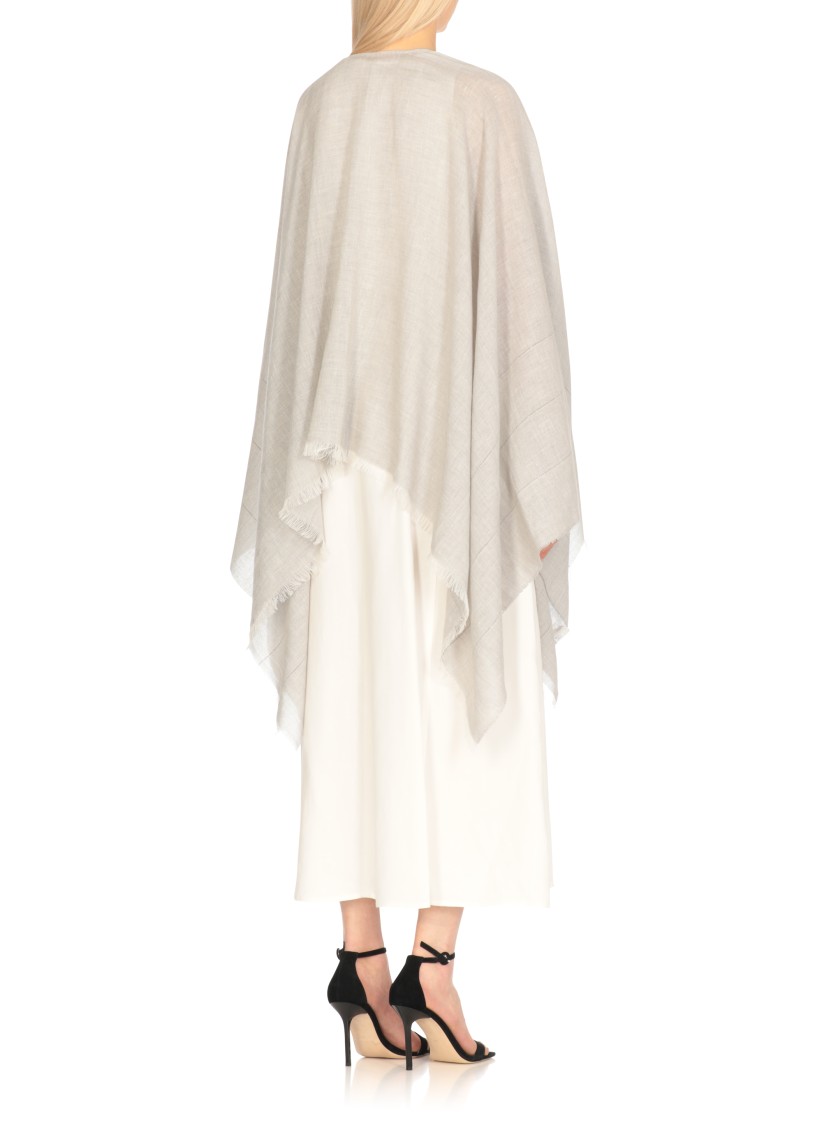 Shop Peserico Grey Poncho With Bright Light Details