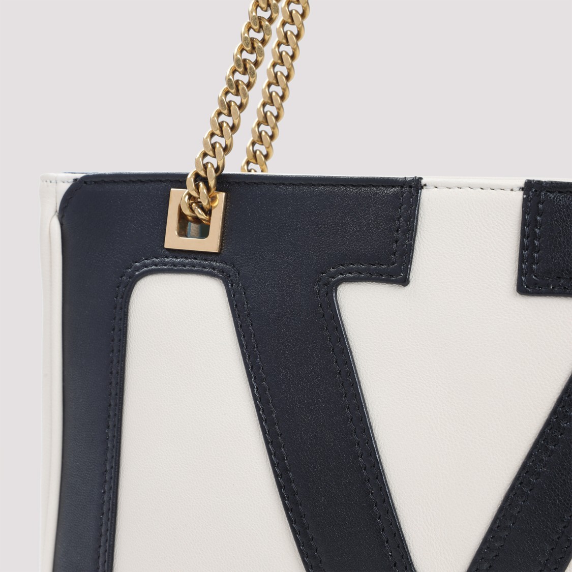 Valentino Garavani Leather Tote With Chain Handles In Black