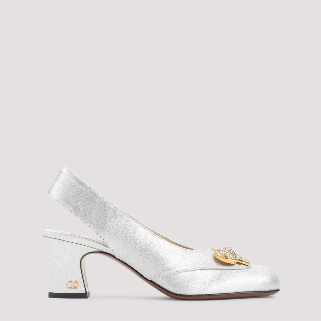 Valentino Garavani Elegant Leather Pumps With Heel In Silver