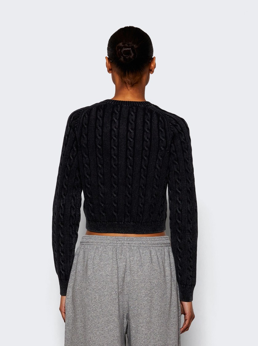 Alexander Wang T T By Alexander Wang Cropped Crewneck Cardigan - Washed Black