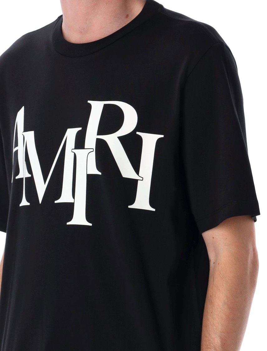 Amiri Cotton T-shirt With Front Logo Print In Black