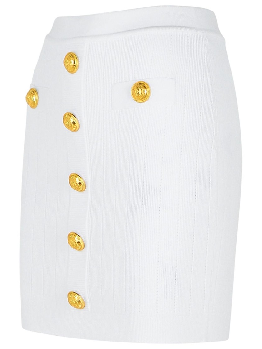 Shop Balmain Mini Skirt In White Viscose Blend