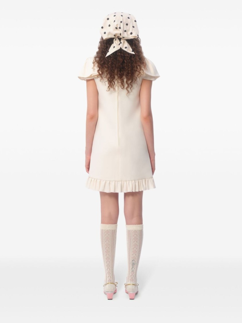 Valentino Ruffled Wool And Silk-blend Crepe Mini Dress