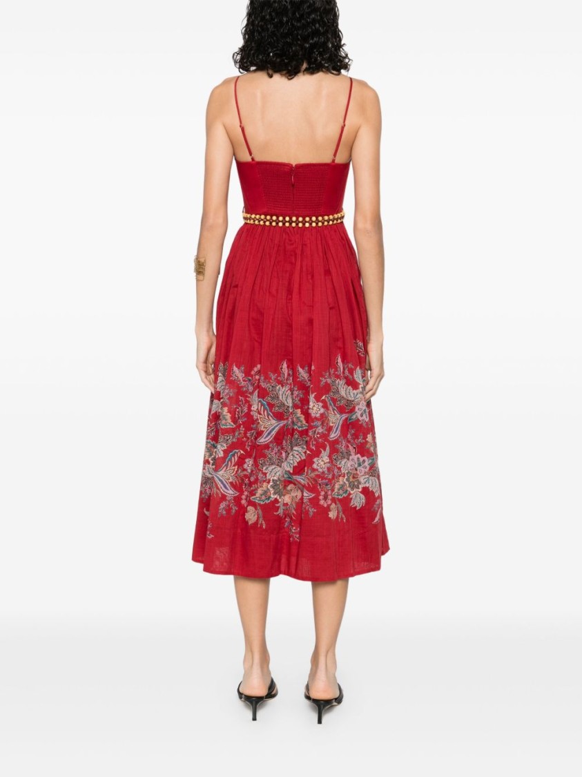 Zimmermann Rhiannon Printed Midi Dress In Red