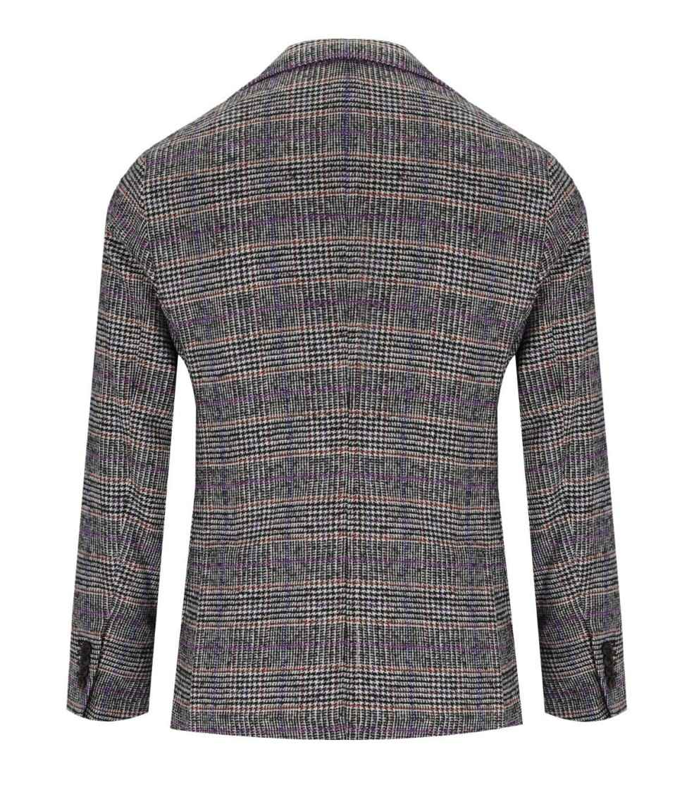 Manuel Ritz Grey Prince Of Wales Single Breasted Jacket In Gray