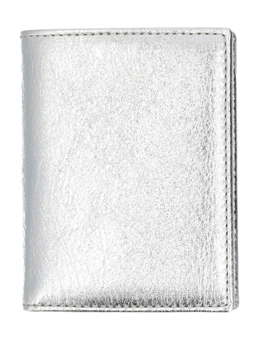 COMME DES GARÇONS COMME DES GARÇONS SILVER LEATHER CARDHOLDER WITH MULTIPLE CARD SLOTS