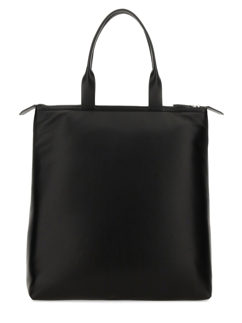 Dolce & Gabbana Logo Printed Zipped Tote Bag In Black
