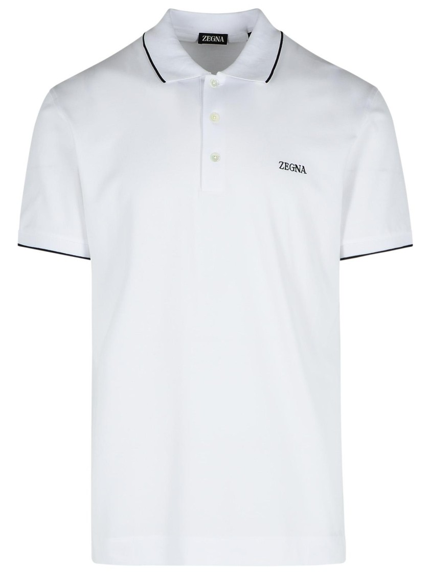 Shop Zegna White Cotton Polo Shirt