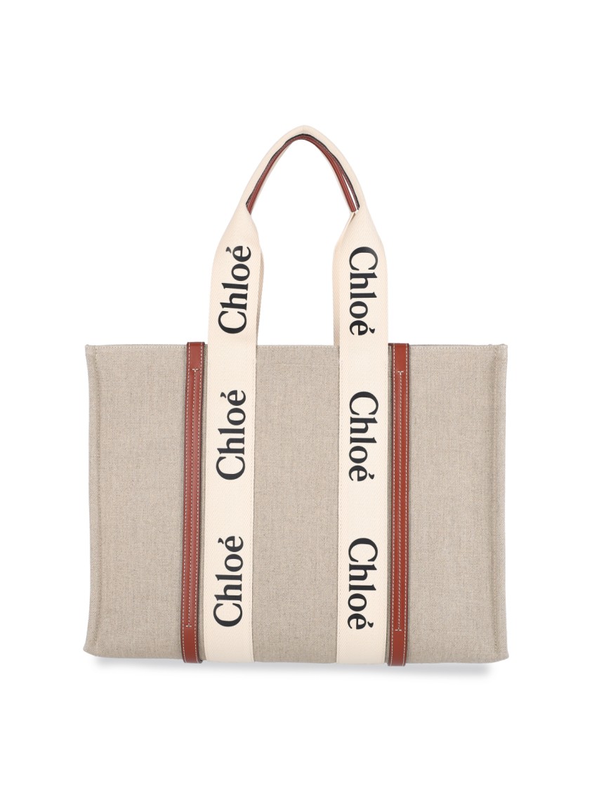 Chloé Medium "woody" Tote Bag – Beige