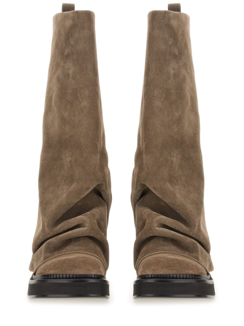 Attico 'robin' Beige Boots With Logo Plaque On The Rear And Pull-tab At The Heel In Brown