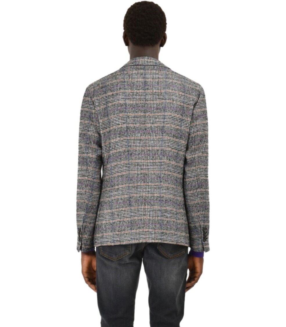 Manuel Ritz Grey Prince Of Wales Single Breasted Jacket In Gray