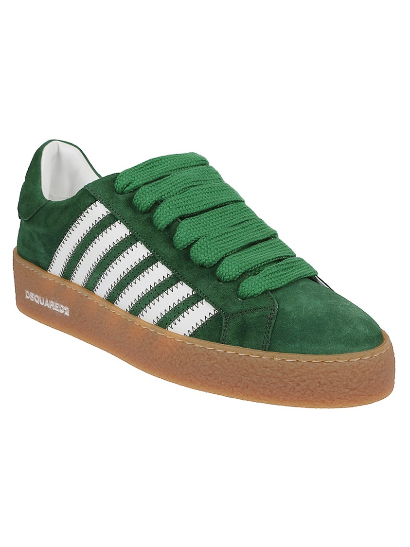 Dsquared2 Textured Green Sneakers With Retro Patch And Chunky Sole In Black