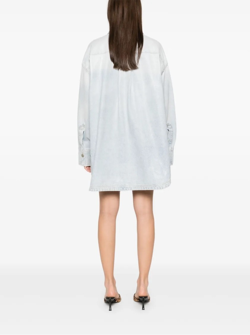 Attico Denim Overshirt With Slit Detail In White