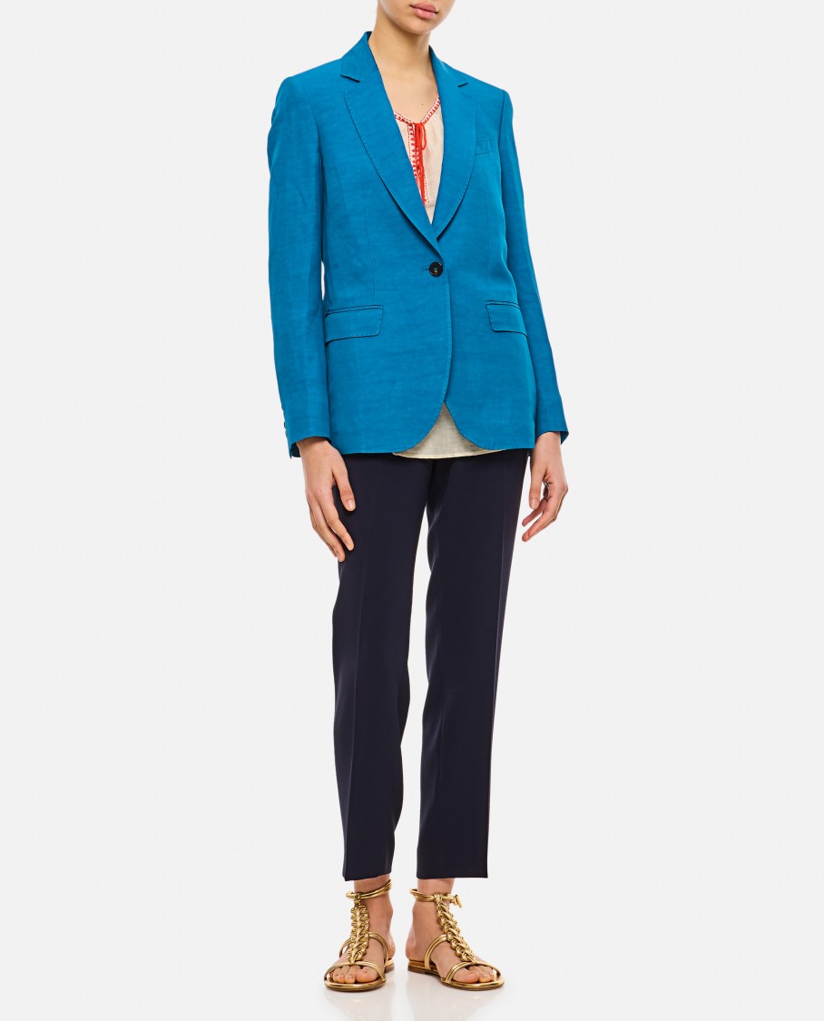 Alberto Biani Tailored Blue Jacket With Notched Lapel In Blue