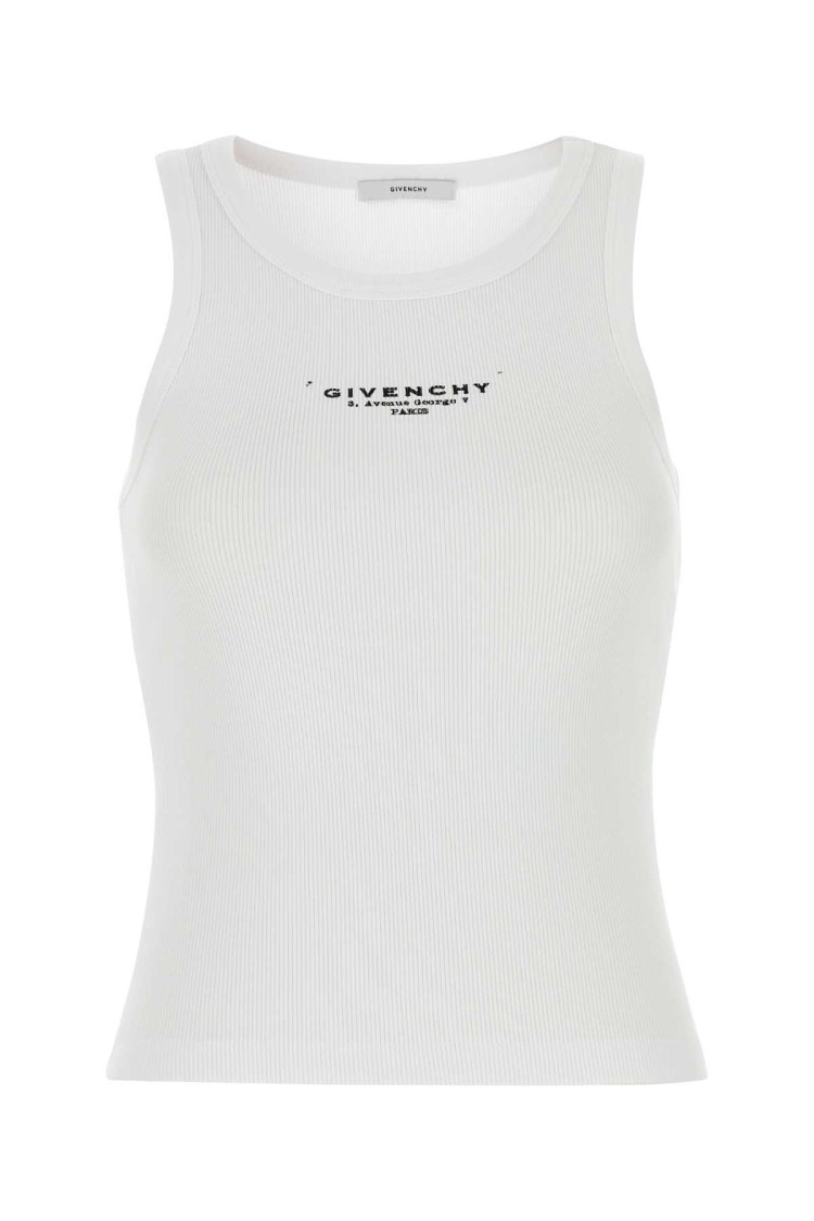 Givenchy Slim Tank Top With Logo Print In Gray