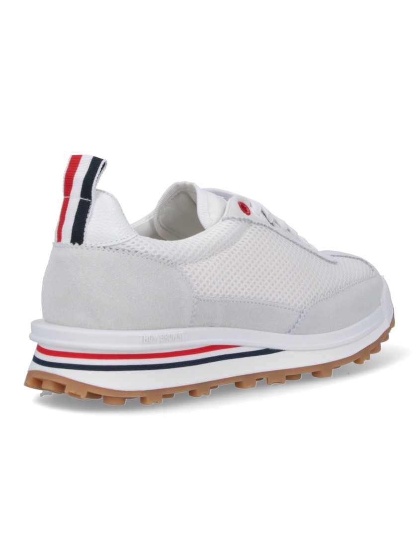 Thom Browne Mesh Low-top Sneakers With Red And Blue In White