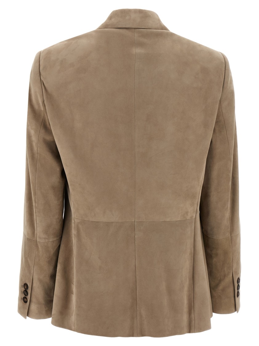 Brunello Cucinelli Suede Blazer With Peak Lapel
